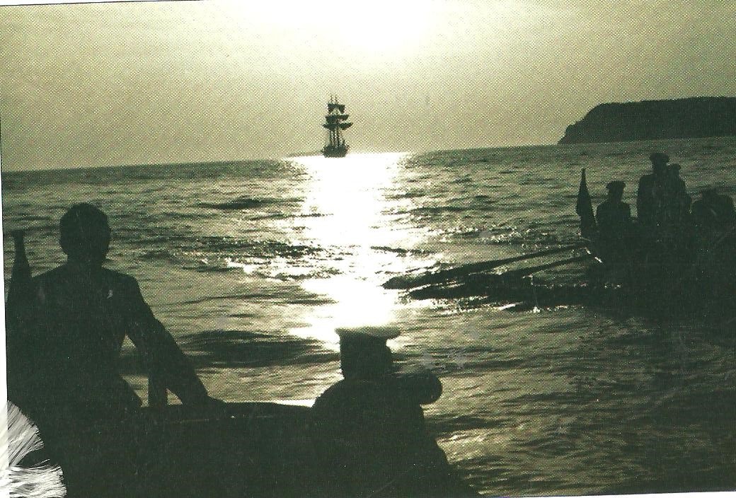Теглење „Јадрана” чамцима на весла